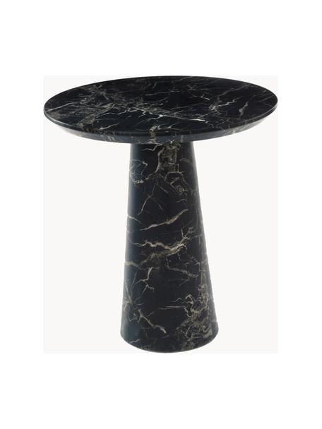 Mesa de comedor redonda en aspecto mármol Disc, Ø 70 cm, Tablero: tablero de fibras de dens, Negro aspecto mármol, Ø 70 cm