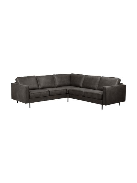 Woonlandschap Hunter van gerecycled leer, Frame: massief grenen, FSC-gecer, Poten: metaal, gepoedercoat, Leer bruingrijs, B 235 x D 235 cm