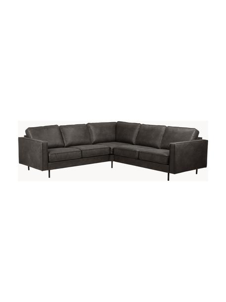 Divano angolare in pelle riciclata Hunter, Rivestimento: 70% pelle riciclata, 30% , Struttura: legno di pino massiccio, , Piedini: metallo verniciato a polv, Pelle taupe, Larg. 235 x Prof. 235 cm