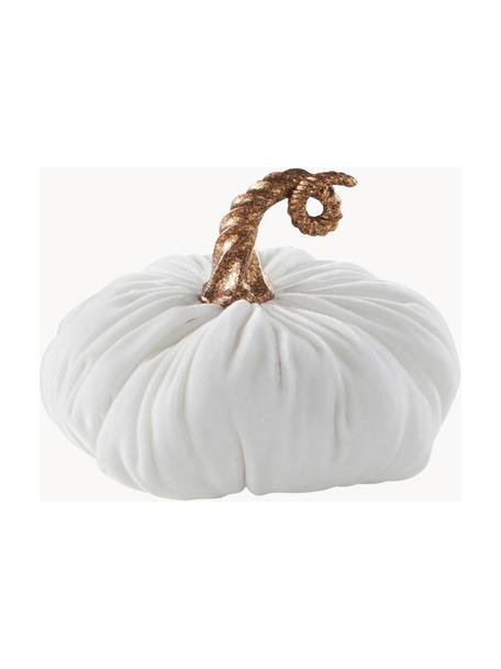 Calabaza decorativa pequeña de terciopelo Pumpis, 15% poliresina, 35% acrílico, 25% poliéster, 25% relleno de arena de cuarzo, Blanco, Ø 16 x Al 15 cm