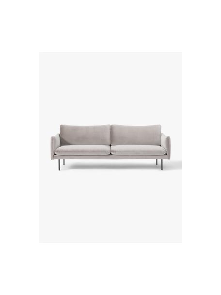 Samt-Sofa Moby (3-Sitzer), Bezug: Samt (Hochwertiger Polyes, Gestell: Massives Kiefernholz, FSC, Füße: Metall, pulverbeschichtet, Samt Greige, B 220 x T 95 cm