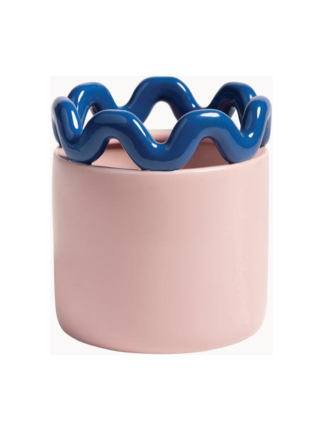 Cache-pot Sway, Grès cérame, Rose pâle, bleu foncé, Ø 20 x haut. 23 cm