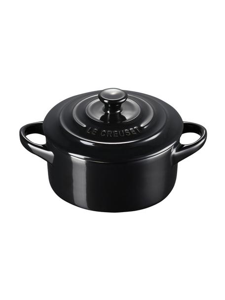 Petite casserole noire avec couvercle Cocotte, Grès cérame, Noir, Ø 10 x haut. 8 cm