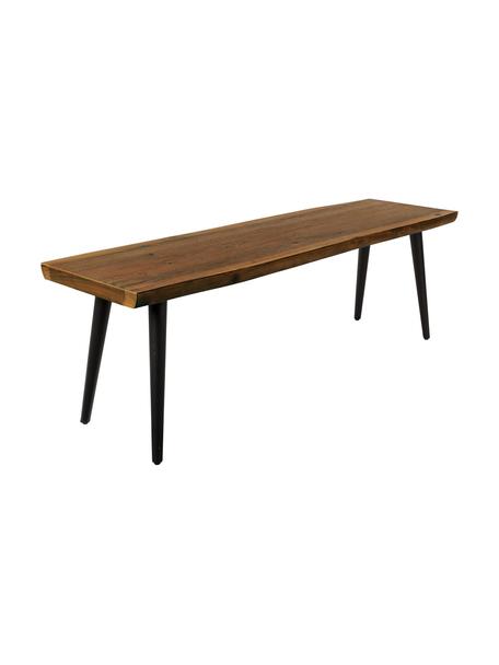 Bank Alagon met boomrand, Zitvlak: MDF, gelakt walnoothoutfi, Poten: gepoedercoat staal, Gelakt hout, B 180 x H 45 cm