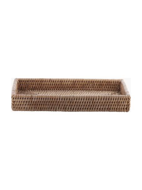 Plateau de service en rotin tressé à la main Norah, Rotin, Brun foncé, larg. 31 x long. 20 cm