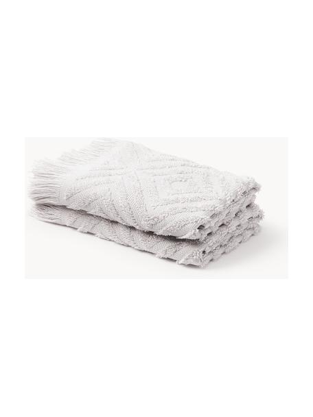 Handdoek Jacqui in verschillende formaten, met hoog-laag patroon, Lichtgrijs, XS gastendoekjes, B 30 x L 30 cm, 2 stuks