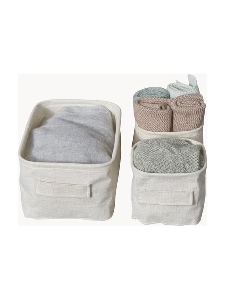 Boîtes de rangement Premium, 3 élém., Blanc cassé, Lot de différentes tailles