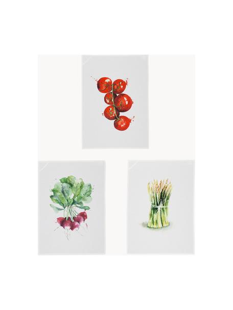 Baumwoll-Geschirrtücher-Set Marchè, 3er-Set, Weiß, Grün, Rot, B 50 x L 70 cm