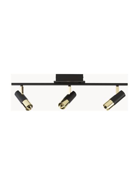 Faretti da soffitto a LED Bobby, Paralume: metallo verniciato a polv, Baldacchino: metallo verniciato a polv, Struttura: metallo verniciato a polv, Nero, dorato, Larg. 66 x Alt. 13 cm