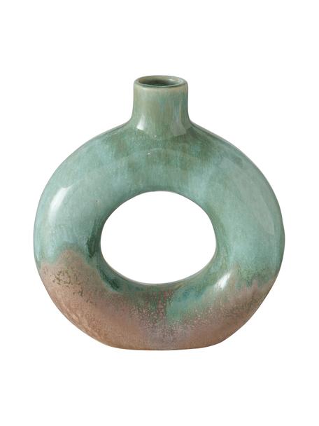 Glasierte Vase Peruya, Steingut, Grün, Beige, 19 x 21 cm