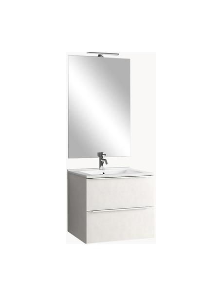 Wastafelset Malmo, 4-delig, Handvatten: aluminium, gecoat, Lamp: gecoat aluminium, Wit, Set met verschillende formaten