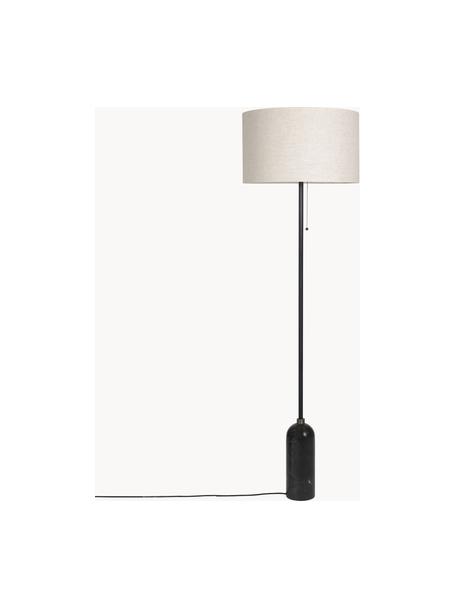 Stmívatelná stojací lampa s mramorovou podstavou Gravity, Světle béžová, mramorovaná černá, V 169 cm