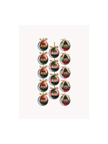 Kerstballen Nutcracker, set van 14, Kunststof, Zwart, rood, groen, Ø 8 x H 8 cm