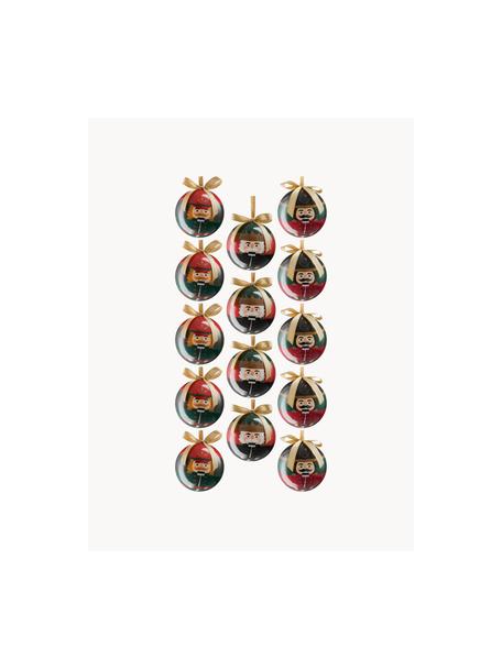 Weihnachtskugeln Nutcracker, 14er-Set, Kunststoff, Schwarz, Rot, Grün, Ø 8 x H 8 cm
