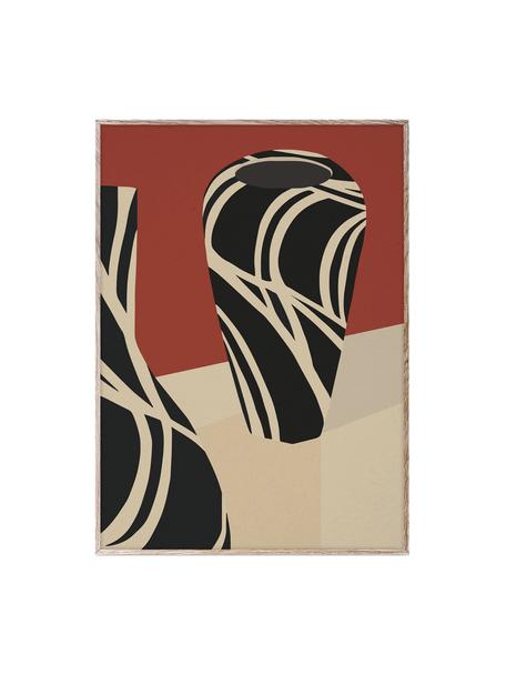 Plakát Kyrr Vase I, 210g matný papír Hahnemühle, digitální tisk s 10 barvami odolnými vůči UV záření, Světle béžová, černá, terakotová, Š 30 cm, V 40 cm