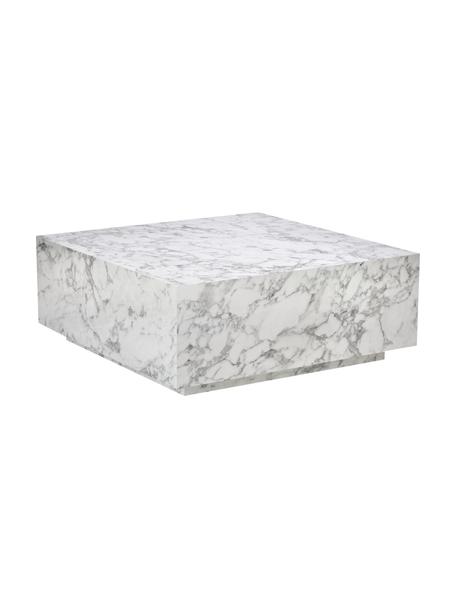 Tavolino da salotto vuoto effetto marmo Lesley, Pannello di fibra a media densità (MDF) rivestito con foglio di melamina, Bianco-grigio, Larg. 90 x Alt. 35 cm