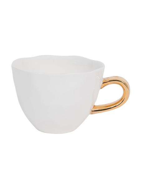 Šálka so zlatým uškom Good Morning, Kamenina, Biela, odtiene zlatej, Ø 11 x V 8 cm, 350 ml