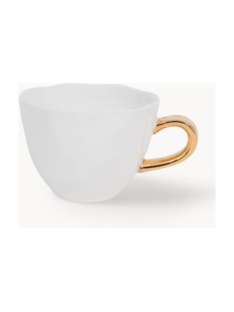 Tazza con manico dorato Good Morning, Gres, Bianco, Ø 11 x Alt. 8 cm, 350 ml