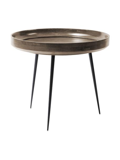 Runder Beistelltisch Bowl aus Mangoholz, Tischplatte: Mangoholz, lackiert, Beine: Stahl, pulverbeschichtet, Mangoholz, dunkel lackiert, Ø 53 x H 46 cm