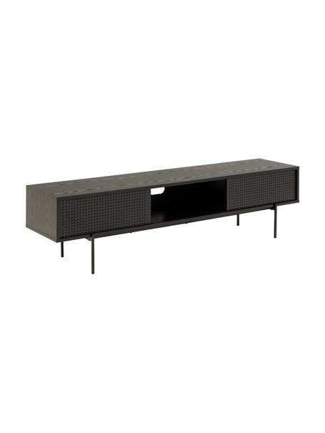 Mueble TV Angus, Estructura: tablero de fibras de dens, Patas: metal con pintura en polv, Negro, An 180 x Al 44 cm
