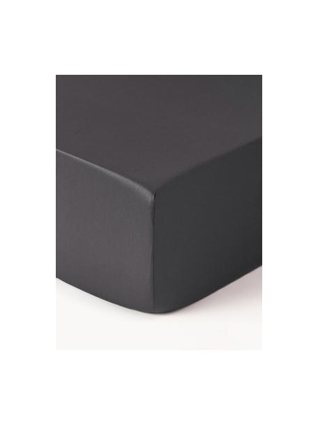 Lenzuolo con angoli topper in raso di cotone Premium, Antracite, Larg. 90 x Lung. 200 cm, Alt. 15 cm