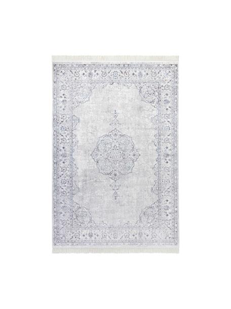 Teppich Medaillon im Vintage Look, Viskose/Baumwolle, 60% Viskose, 40% Baumwolle, Pastellblau, Hellgrau, B 160 x L 230 cm (Größe M)