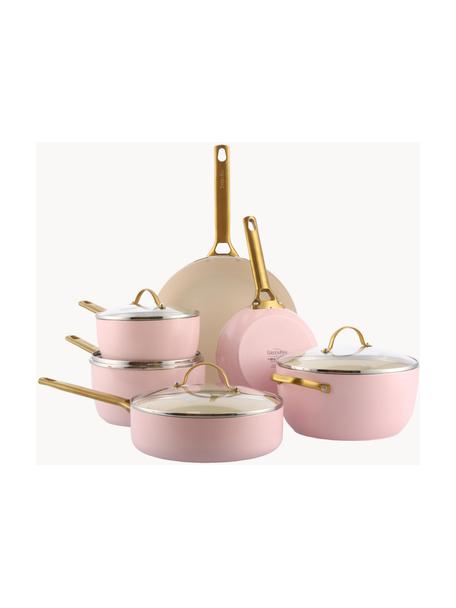 Batería de cocina antiadherente Padova, 10 pzas., Rosa claro, dorado, Set de diferentes tamaños