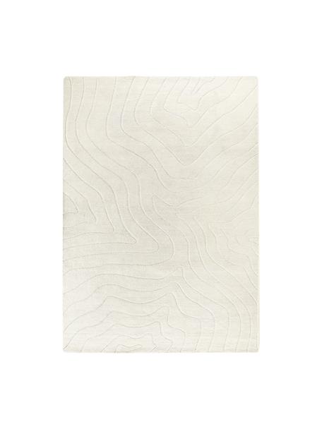 Tapis en laine blanc crème tufté main Aaron, Blanc crème, larg. 80 x long. 150 cm (taille XS)
