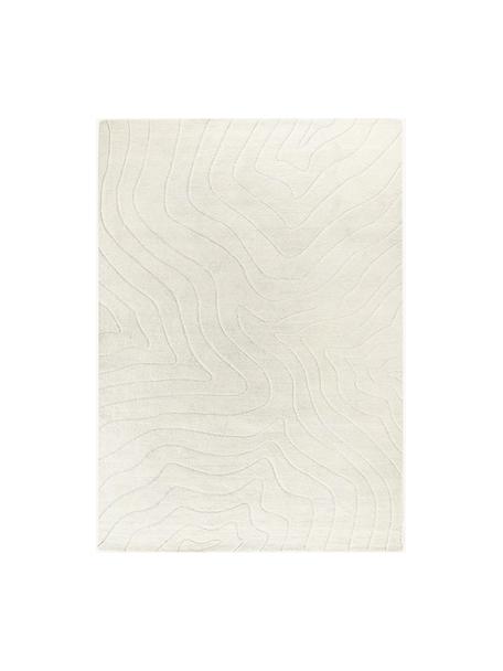 Wollen vloerkleed Aaron, handgetuft, Onderzijde: 100% katoen Bij wollen vl, Crèmewit, B 80 x L 150 cm (maat XS)