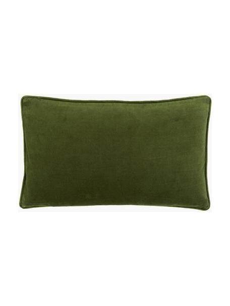 Housse de coussin rectangulaire velours vert mousse Dana, 100 % velours de coton, Vert mousse, larg. 30 x long. 50 cm