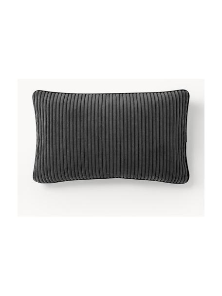 Housse de coussin 30x50 en velours côtelé Kylen, Velours côtelé (90 % polyester, 10 % nylon)
 
Le matériau est certifié STANDARD 100 OEKO-TEX®, 21.HCN.84376, Anthracite, noir, larg. 30 x long. 50 cm