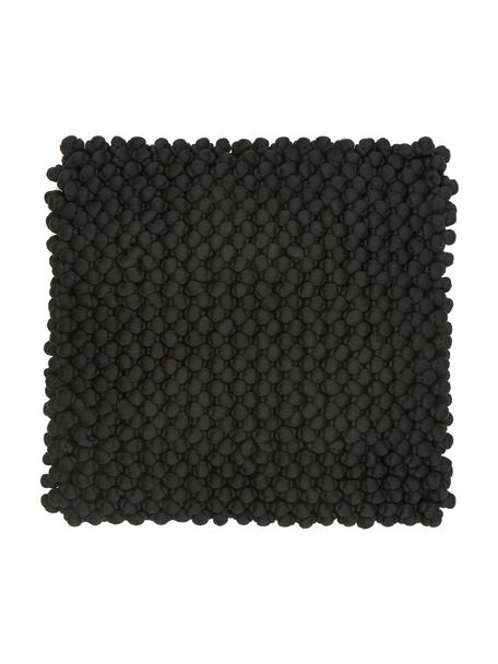 Kussenhoes Lona met kleine stoffen bolletjes in zwart, Zwart, 45 x 45 cm