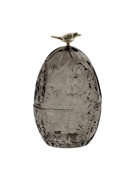 Boîte de rangement en verre Esmia, Verre, Gris foncé, couleur dorée, Ø 10 x haut. 15 cm