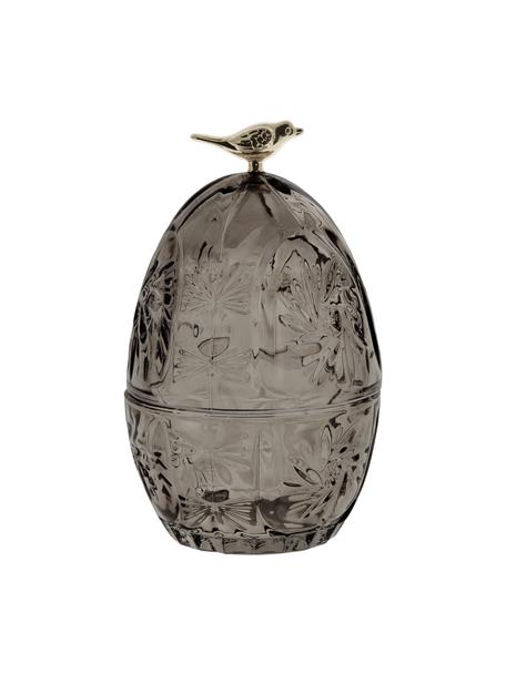 Bote huevo de vidrio Esmia, Vidrio, Gris oscuro, dorado, Ø 10 x Al 15 cm