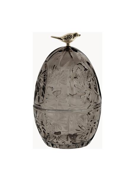 Boîte de rangement en verre Esmia, Verre, Gris foncé, couleur dorée, Ø 10 x haut. 15 cm
