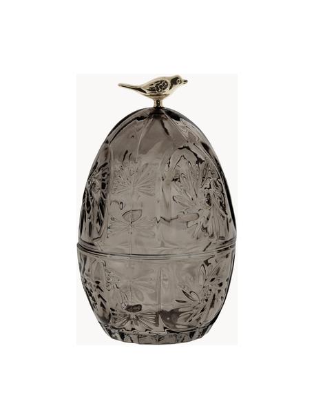 Pojemnik do przechowywania ze szkła w kształcie jajka Esmia, Szkło, Ciemny szary, Ø 10 x W 15 cm