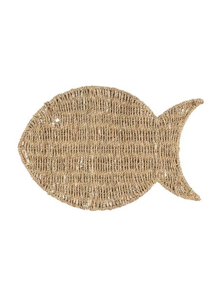 Zeegras placemat Fish in visvorm, Zeegras, Beige, B 30 x L 45 cm
