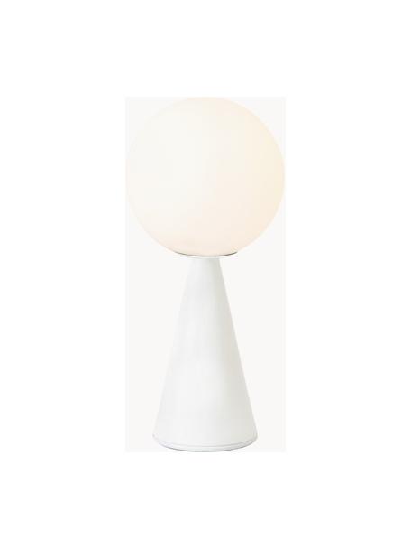 Lámpara de mesa artesanal pequeña Bilia, Pantalla: vidrio, Estructura: metal recubierto, Cable: plástico, Blanco, Ø 12 x Al 26 cm