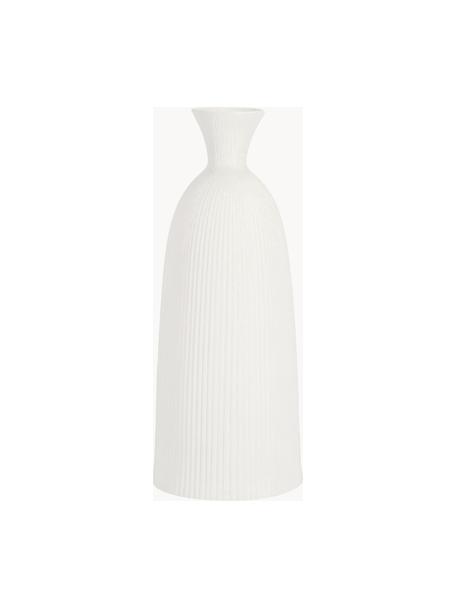 Vase design en céramique Striped, haut. 57 cm, Céramique, Blanc, Ø 23 x haut. 57 cm