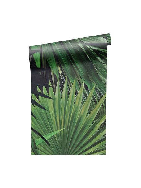 Carta da parati Palm Leaves, Tessuto non tessuto, ecologico e biodegradabile, Verde, Larg. 98 x Lung. 280 cm