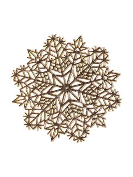 Placemats Snowflake in goudkleurig, 6 stuks, Kunststof, Goudkleurig, Ø 10 x H 1 cm