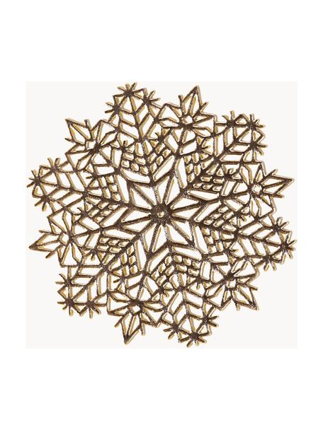 Tischsets Snowflake, 6 Stück, Kunststoff, Goldfarben, Ø 10 x H 1 cm