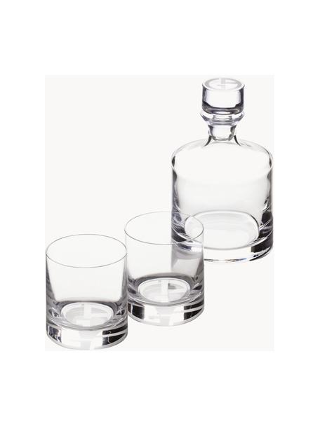 Whisky-Set Corelli aus Kristallglas, 3-tlg., Kristallglas

Bring den Glanz von Kristallglas auf Deinen Esstisch! Das Glas ist außergewöhnlich transparent und schwer, dadurch fühlt es sich wertig an und sieht gleichzeitig auch noch gut aus. Zudem machen die filigranen Schliffe jedes Stück zu einem besonderen It-Piece, das sowohl praktisch als auch schön ist., Transparent, Set mit verschiedenen Größen