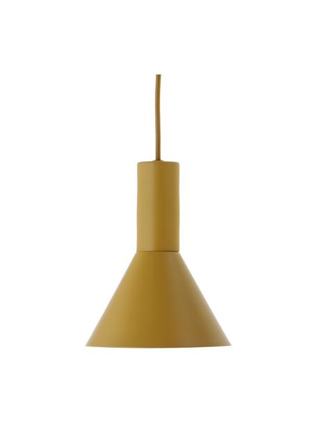 Kleine design hanglamp Lyss in okergeel, Lampenkap: gecoat metaal, Baldakijn: gecoat metaal, Okergeel, Ø 18  x H 23 cm