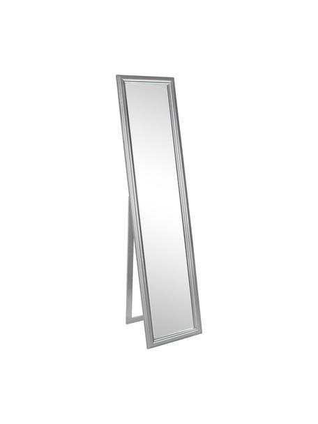 Eckiger Standspiegel Sanzio mit silbernem Paulowniaholzrahmen, Rahmen: Paulowniaholz, beschichte, Spiegelfläche: Spiegelglas, Silberfarben, 40 x 170 cm