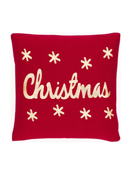 Poszewka na poduszkę z dzianiny Christmas, Bawełna, Czerwony, S 40 x D 40 cm