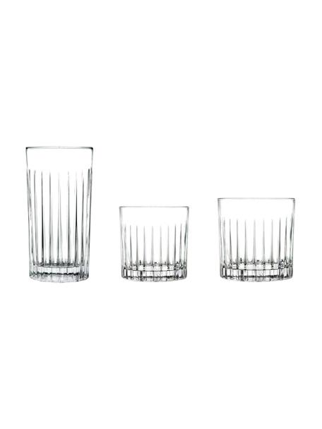 Set de vasos de cristal con relive Timeless, 6 comensales (18 pzas.), Cristal Luxion, Transparente, Set de diferentes tamaños