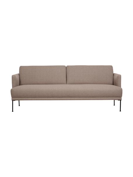 Bank Fluente (3-zits) met metalen poten, Bekleding: 100% polyester, Frame: massief grenenhout, FSC-g, Poten: metaal, gepoedercoat, Geweven stof taupe, B 196 x D 85 cm