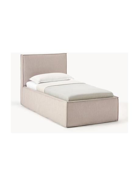 Cama individual Dream, con espacio de almacenamiento, Tapizado: poliéster (borreguillo) A, Estructura: madera de pino maciza con, Tejido beige, An 90 x L 200 cm