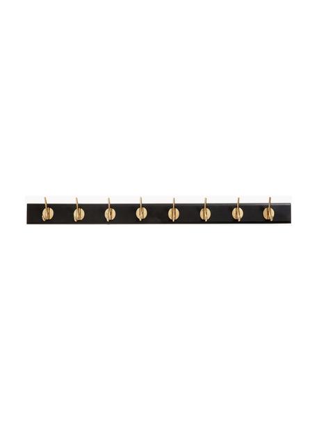 Perchero de pared de madera Edgy, 8 ganchos, Barra: tablero de fibras de dens, Negro, dorado, An 90 cm